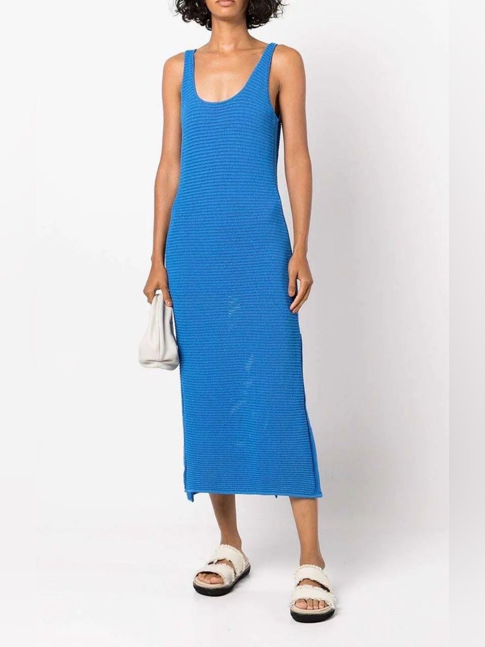 Frame Sleeveless Crochet Knit Maxi Dress in Provence Blue